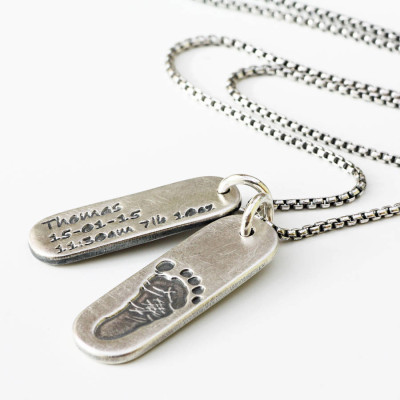 Mens Personalised Footprint Tag Necklace - AMAZINGNECKLACE.COM