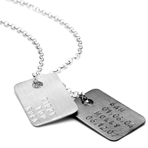 Mens Personalised Silver Tag Necklace - AMAZINGNECKLACE.COM