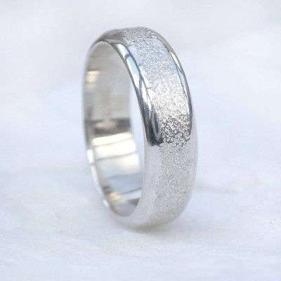 Mens Silver Personalised Ring With Concrete Texture - AMAZINGNECKLACE.COM