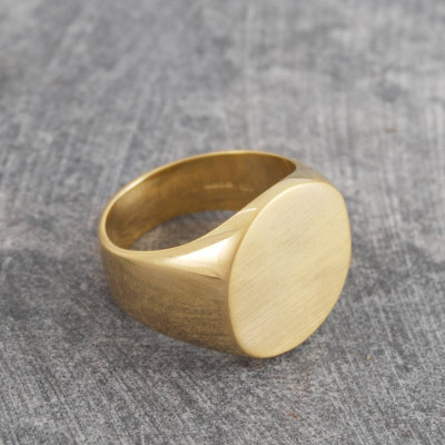 Mens Solid Silver/Gold Circular Signet Personalised Ring - AMAZINGNECKLACE.COM