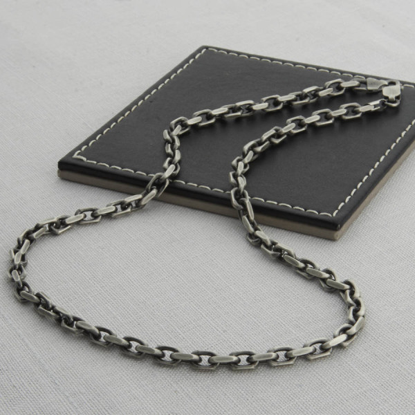 Mens Sterling Silver Anchor Chain Style Personalised Necklace - AMAZINGNECKLACE.COM