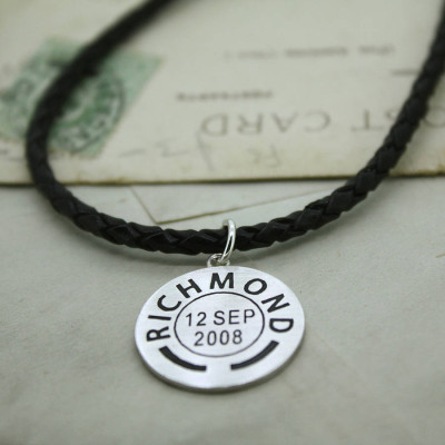 Mens Personalised Place And Date Pendant - AMAZINGNECKLACE.COM
