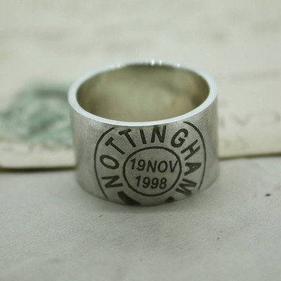 Mens Personalised Place And Date Ring - AMAZINGNECKLACE.COM