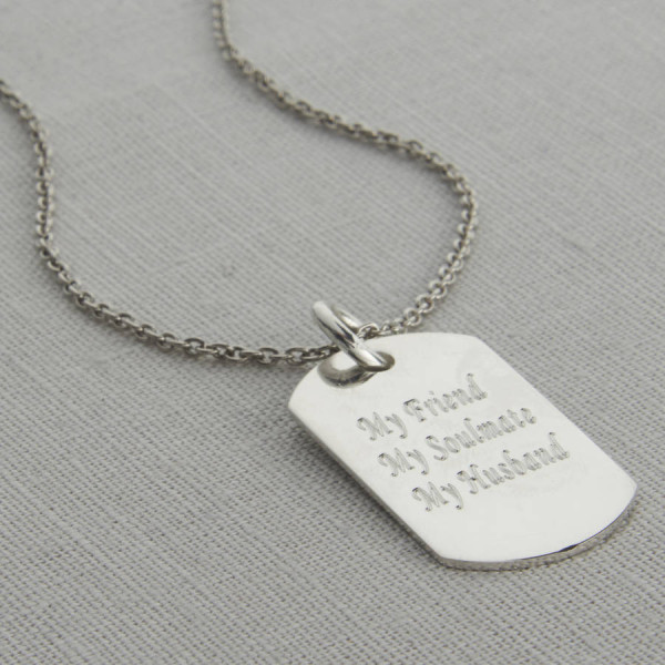 Personalised Polished Sterling Silver Dog Tag Necklace - AMAZINGNECKLACE.COM