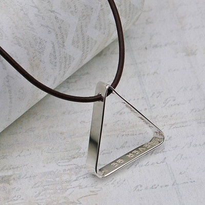 Mens Secret Message Silver Triangle Personalised Necklace - AMAZINGNECKLACE.COM