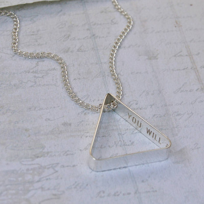 Mens Secret Message Silver Triangle Personalised Necklace - AMAZINGNECKLACE.COM