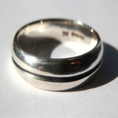 Mens Silver Oxidized Band Personalised Ring - AMAZINGNECKLACE.COM