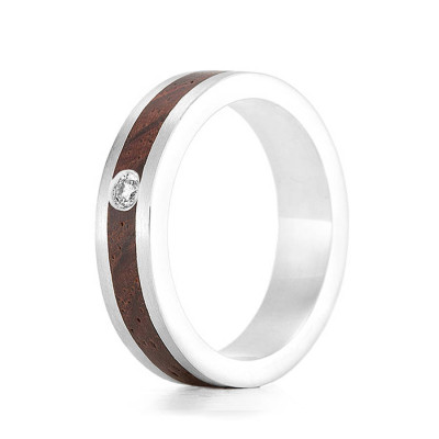 Wood Personalised Ring Native Diamond - AMAZINGNECKLACE.COM