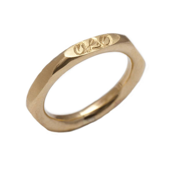 Personalised Hexagonal 18ct Gold Ring - AMAZINGNECKLACE.COM
