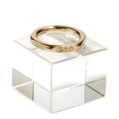 Personalised Hexagonal 18ct Gold Ring - AMAZINGNECKLACE.COM