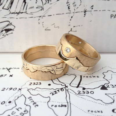 Personalised Mountain Landscape Skyline Ring - AMAZINGNECKLACE.COM