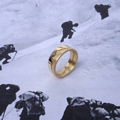 Personalised Mountain Landscape Skyline Ring - AMAZINGNECKLACE.COM