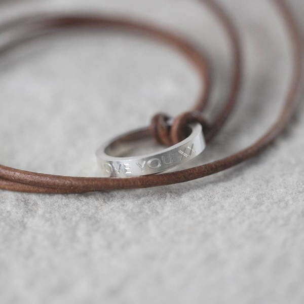 Personalised Leather Ring Necklace - AMAZINGNECKLACE.COM