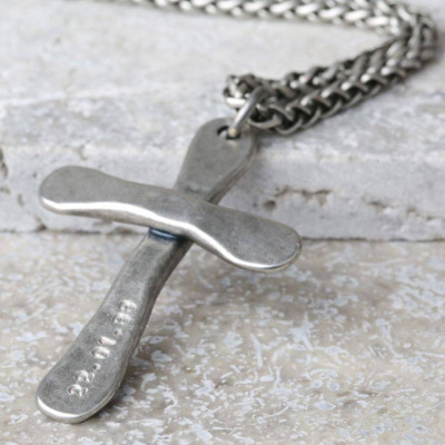 Personalised Mens Antique Cross Necklace - AMAZINGNECKLACE.COM