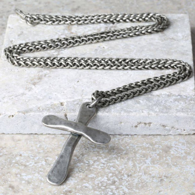 Personalised Mens Antique Cross Necklace - AMAZINGNECKLACE.COM