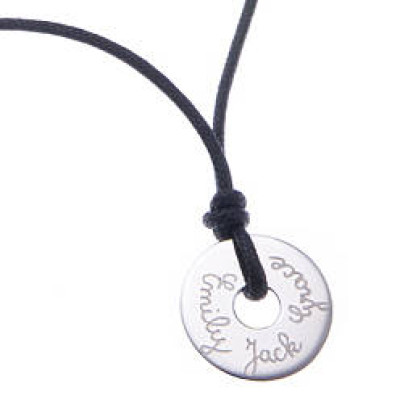 Personalised Mens Sterling Silver Open Disc Necklace - AMAZINGNECKLACE.COM