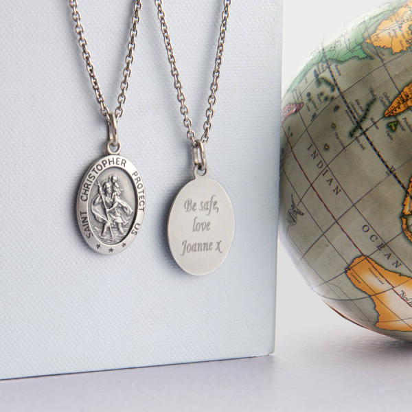 Personalised Mens St Christopher Silver Necklace - AMAZINGNECKLACE.COM