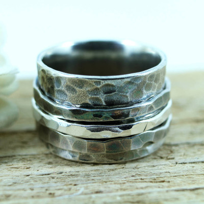 Personalised Mens Sterling Silver Spinner Ring - AMAZINGNECKLACE.COM