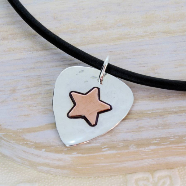 Personalised Silver And Copper Guitar Pick - AMAZINGNECKLACE.COM