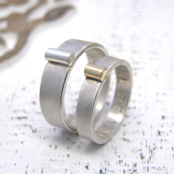 Personalised Silver And Gold His And Hers Rings - AMAZINGNECKLACE.COM
