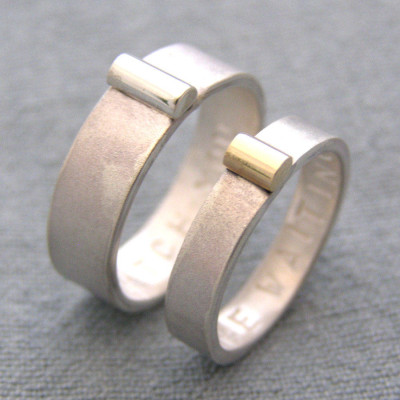 Personalised Silver And Gold His And Hers Rings - AMAZINGNECKLACE.COM
