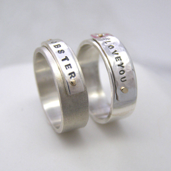 Personalised Silver And Gold Rivet Rings - AMAZINGNECKLACE.COM