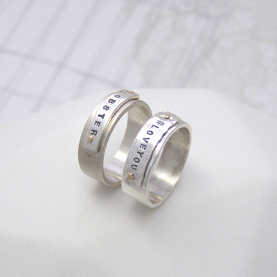Personalised Silver And Gold Rivet Rings - AMAZINGNECKLACE.COM