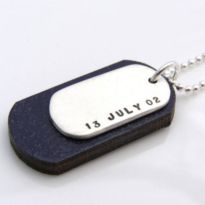 Personalised Silver And Wood Dog Tags - AMAZINGNECKLACE.COM