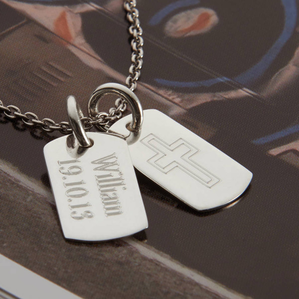 Personalised Sterling Silver Double Dog Tag Necklace - AMAZINGNECKLACE.COM