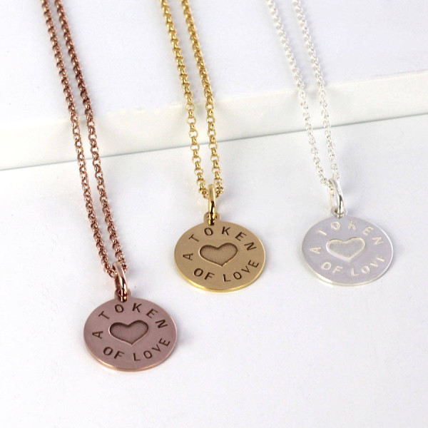 Personalised Silver And Gold Love Token Pendant - AMAZINGNECKLACE.COM
