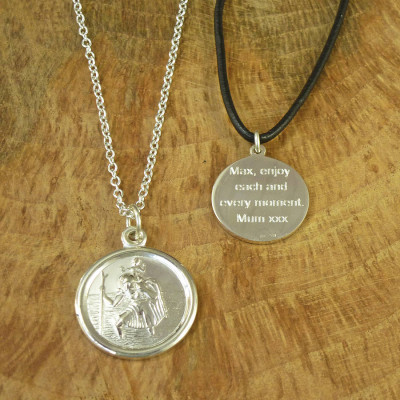 St Christopher Sterling Silver Personalised Necklace - AMAZINGNECKLACE.COM