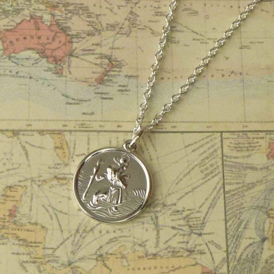 St Christopher Sterling Silver Personalised Necklace - AMAZINGNECKLACE.COM
