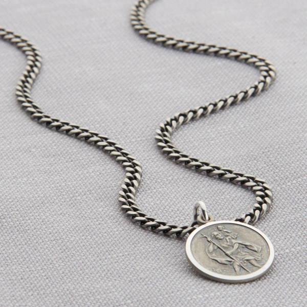Personalised Sterling Silver St Christopher Necklace - AMAZINGNECKLACE.COM