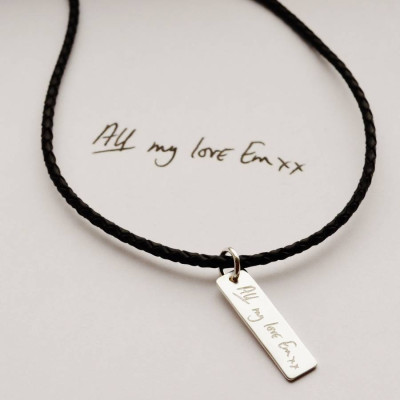 Personalised Your Handwriting Leather Necklace - AMAZINGNECKLACE.COM