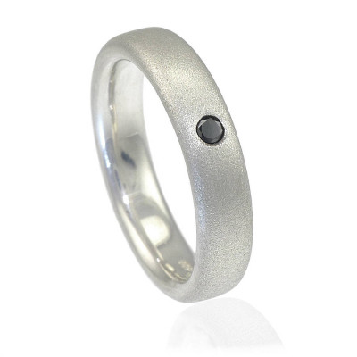 Mens Handmade Black Diamond Silver Personalised Ring - AMAZINGNECKLACE.COM