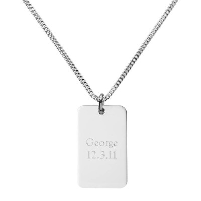 Silver Dog Tag Personalised Necklace - AMAZINGNECKLACE.COM
