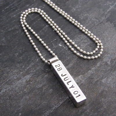 Silver Mens Chunky Personalised Pendant - AMAZINGNECKLACE.COM