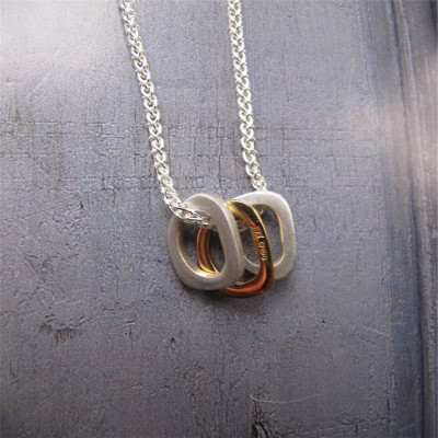 Silver Ovals Personalised Necklace With Gold - AMAZINGNECKLACE.COM
