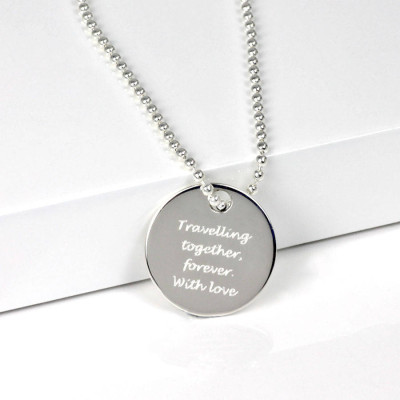 Personalised Silver Round Dog Tag Pendant - AMAZINGNECKLACE.COM