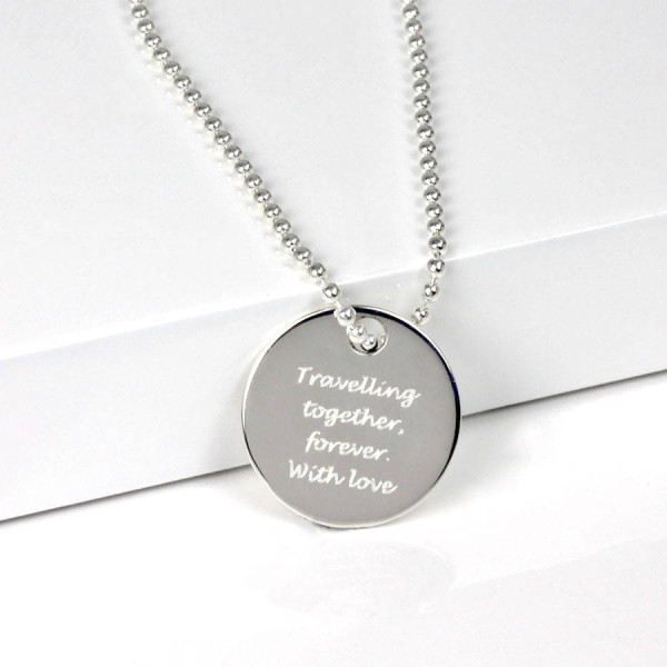 Personalised Silver Round Dog Tag Pendant - AMAZINGNECKLACE.COM