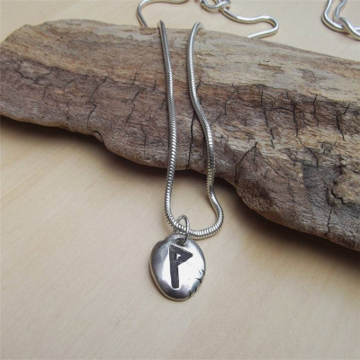 Silver Rune Stone Personalised Necklace  - AMAZINGNECKLACE.COM