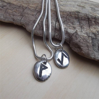 Silver Rune Stone Personalised Necklace  - AMAZINGNECKLACE.COM