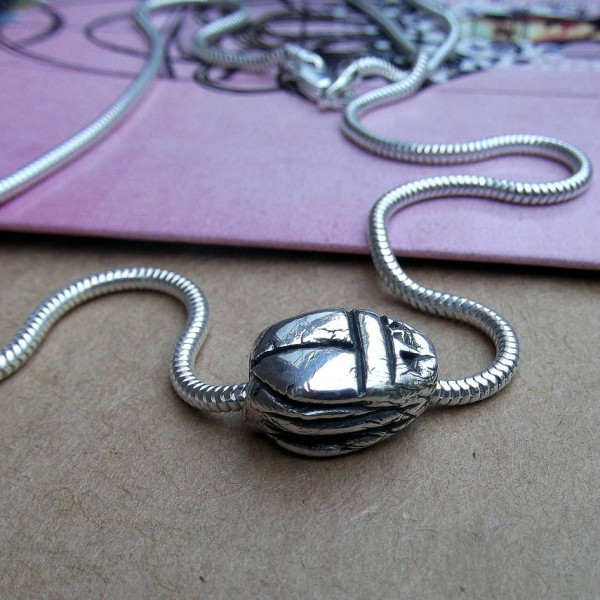 Silver Scarab Beetle Personalised Necklace - AMAZINGNECKLACE.COM