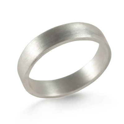 Silver Wedding Band Personalised Ring Hand Forged Flat Fit - AMAZINGNECKLACE.COM