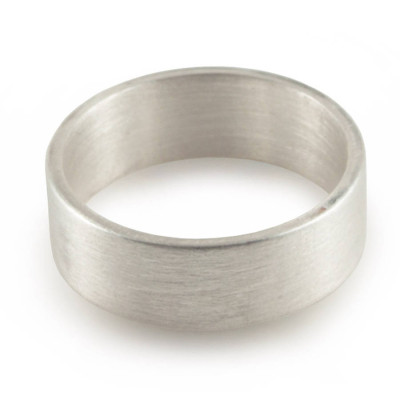 Silver Wedding Band Personalised Ring Hand Forged Flat Fit - AMAZINGNECKLACE.COM