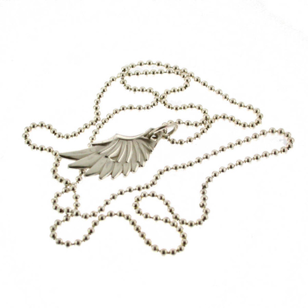 Silver Wing Pendant With 18 Silver Chain - AMAZINGNECKLACE.COM