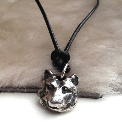 Silver Wolf Head Personalised Necklace - AMAZINGNECKLACE.COM