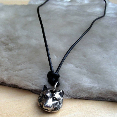 Silver Wolf Head Personalised Necklace - AMAZINGNECKLACE.COM