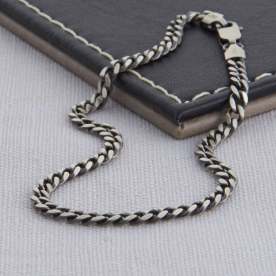 Sterling Silver Mens Curb Chain Personalised Necklace - AMAZINGNECKLACE.COM