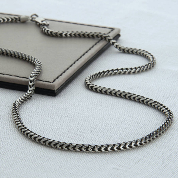 Sterling Silver Mens Snake Chain Personalised Necklace - AMAZINGNECKLACE.COM